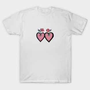 Mid Century Style Flower Hearts T-Shirt